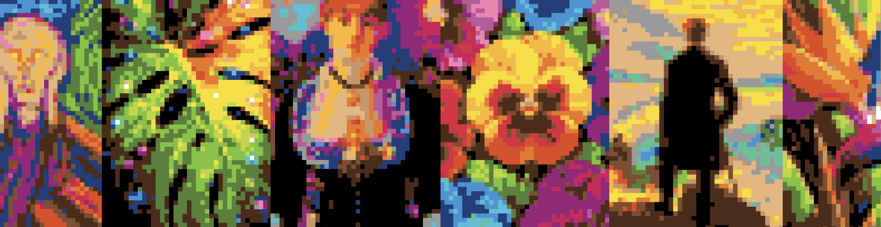 Pixel color-by-number mosaic banner