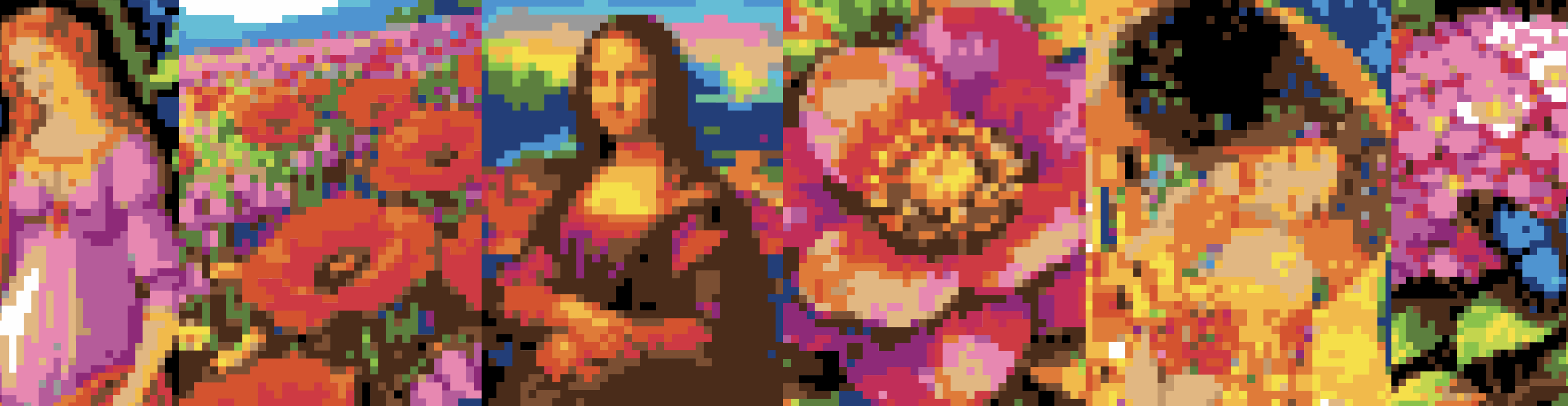 Pixel color-by-number mosaic banner