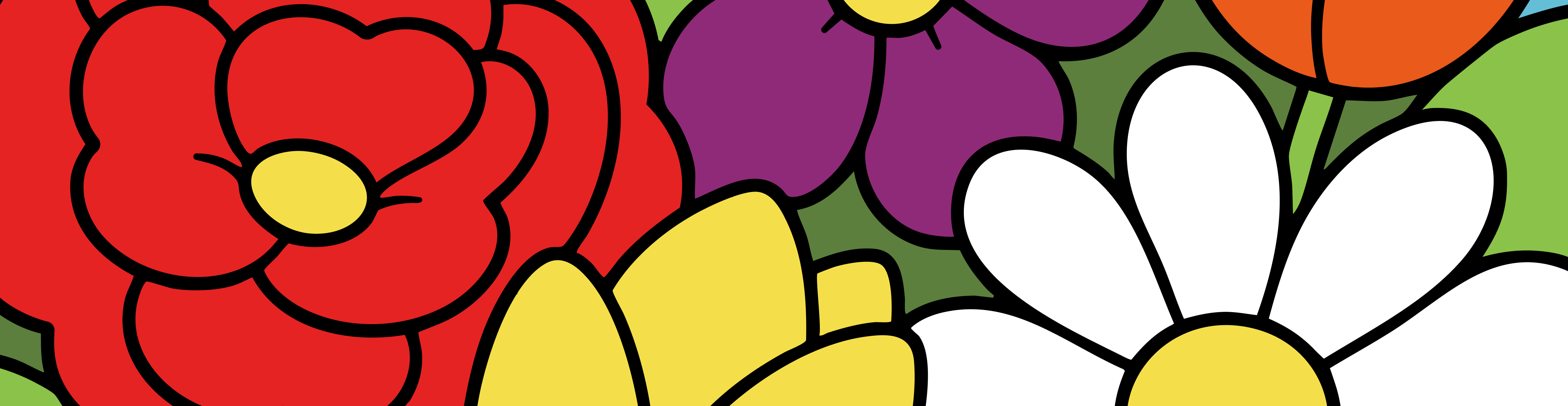 Color-by-number floral banner