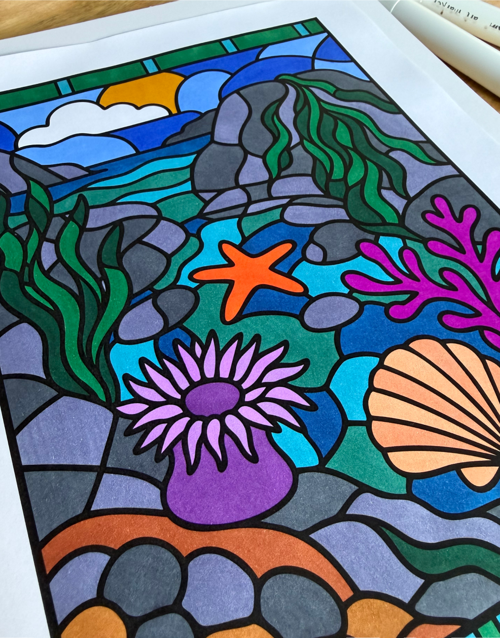 Stained glass coloring with alcohol markers