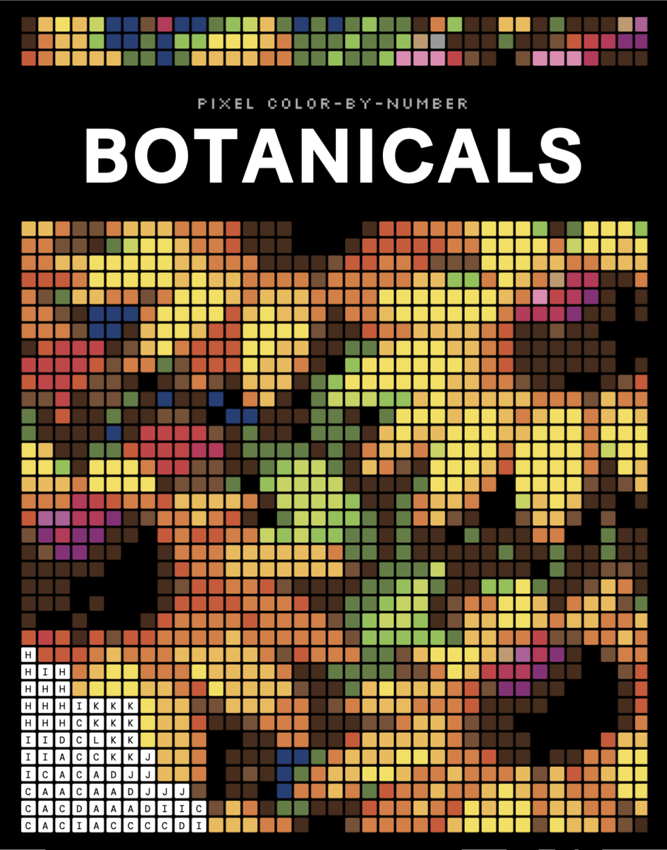 Pixel Color-By-Number: Botanicals