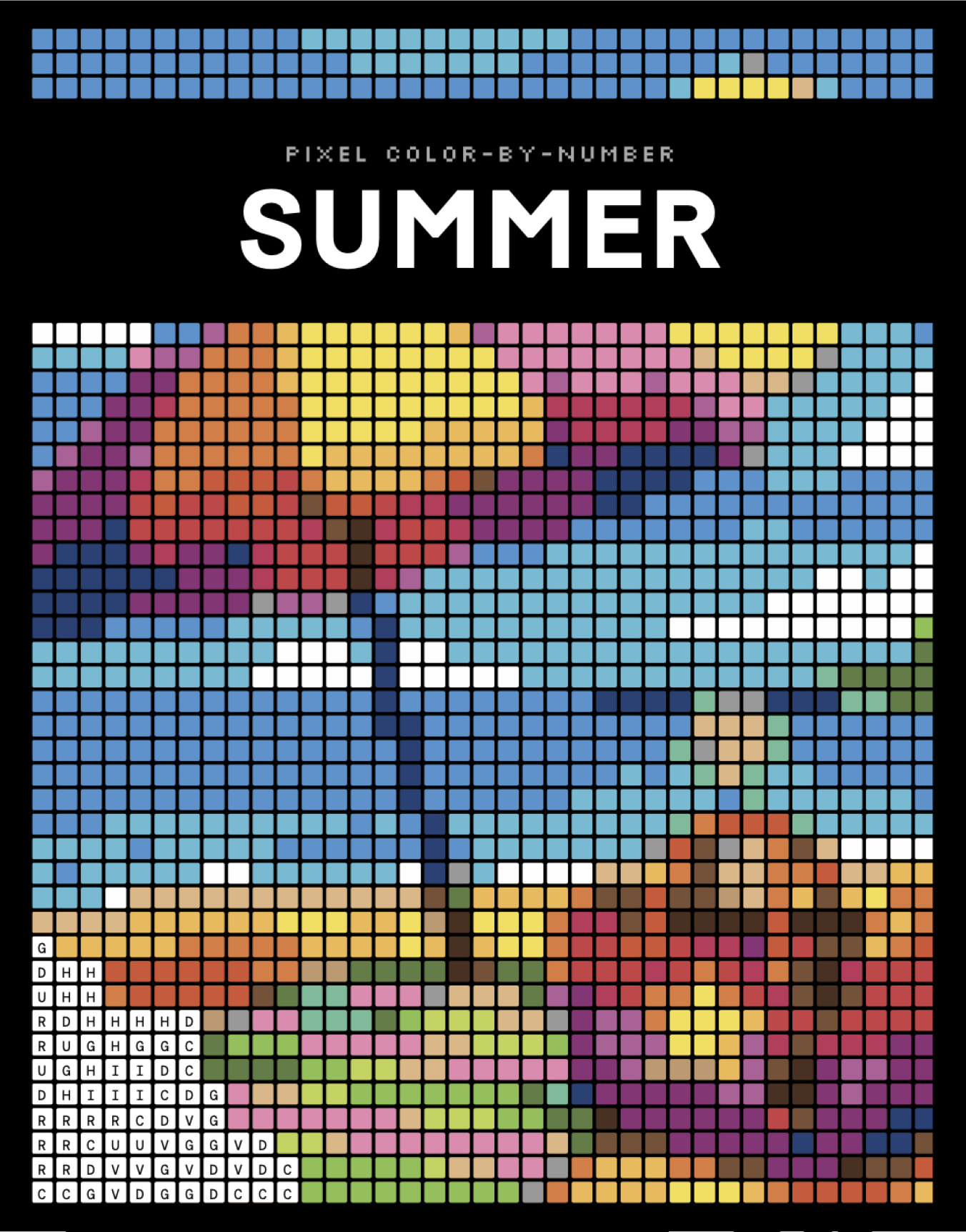 Pixel Color-By-Number: Summer
