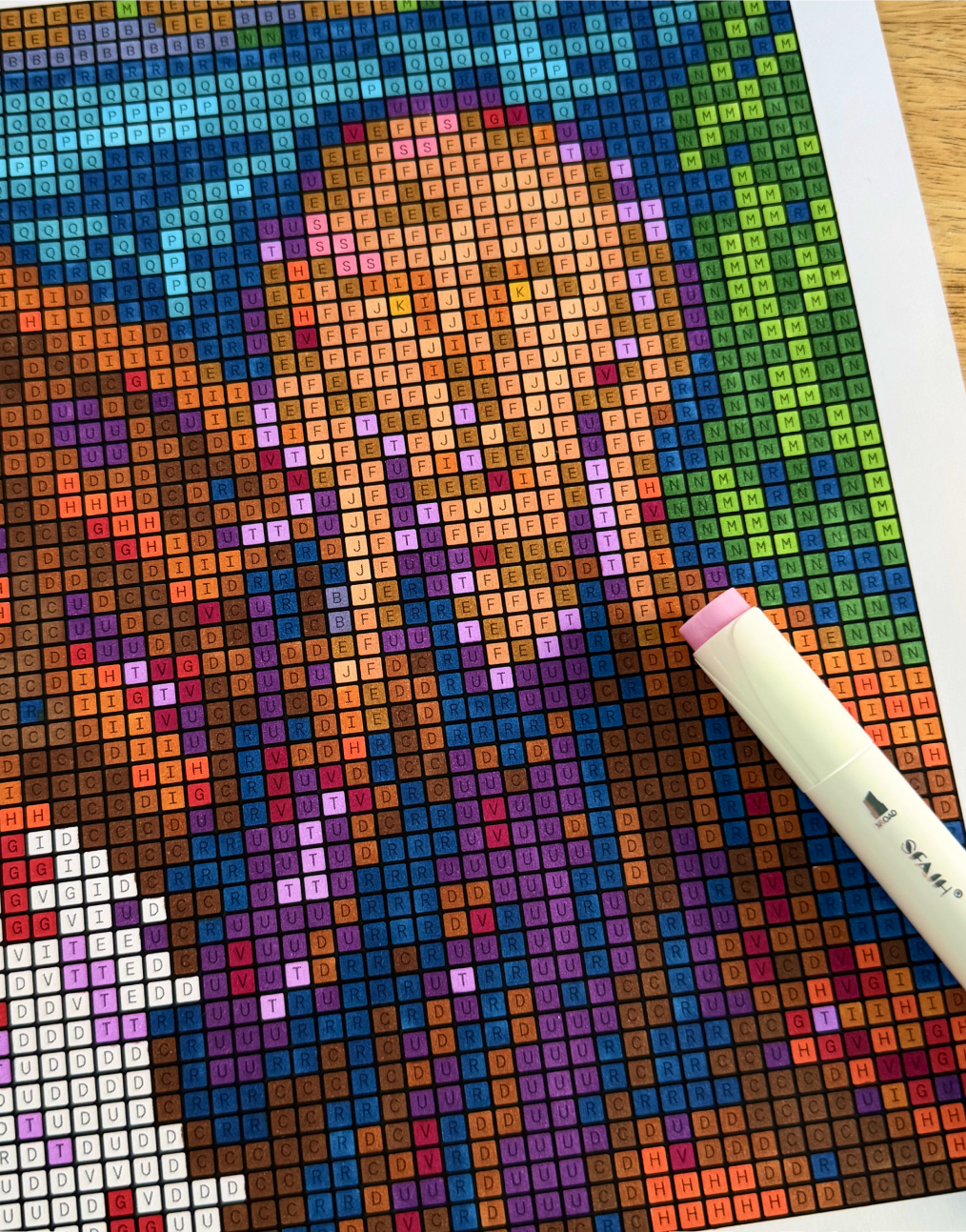 Pixel coloring with alcohol markers